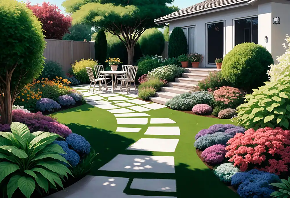Ansicht-Hinterhof-Garten-3D-Visualisierung